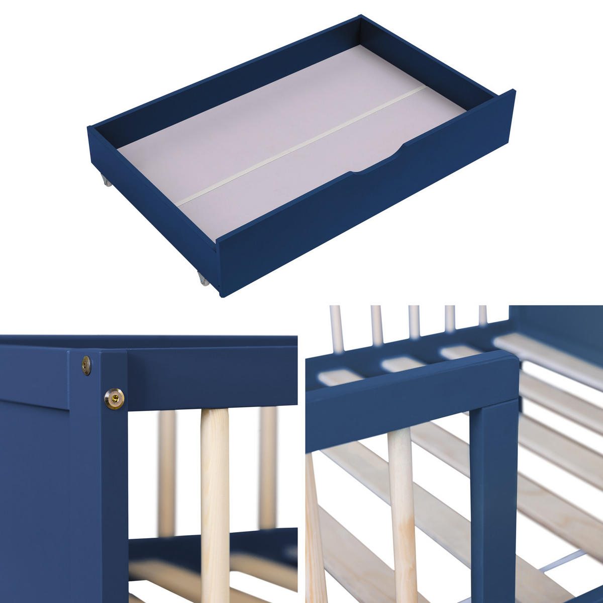 KINDERBETT Adam Dunkelblau 190/90 cm - Blau, Holz - Happy Garden