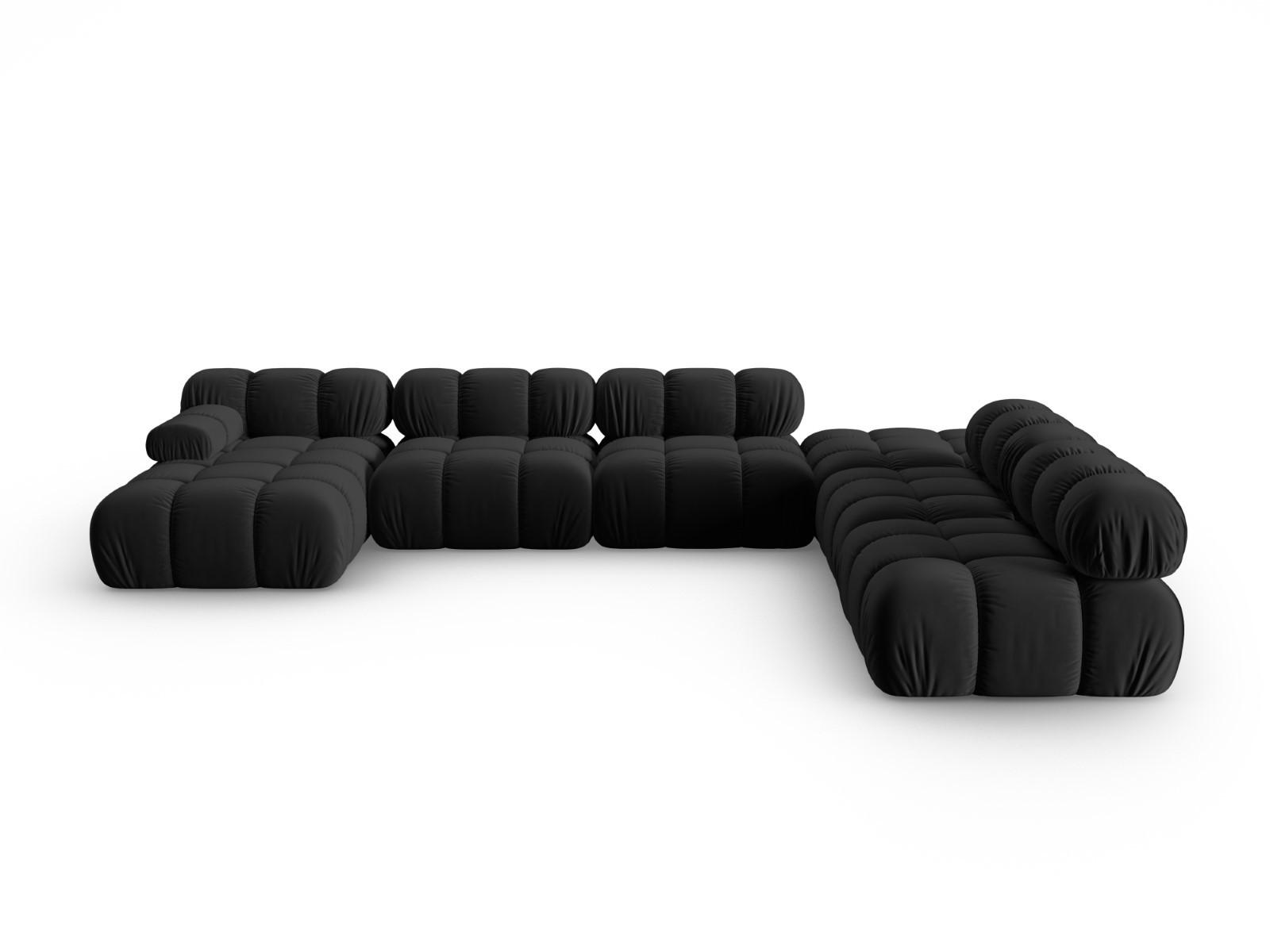 MODULARES-PANORAMASOFA rechts Bellis aus Samt schwarz 7 Sitzplätze - Schwarz, Textil (282/63/379cm) - Micadoni