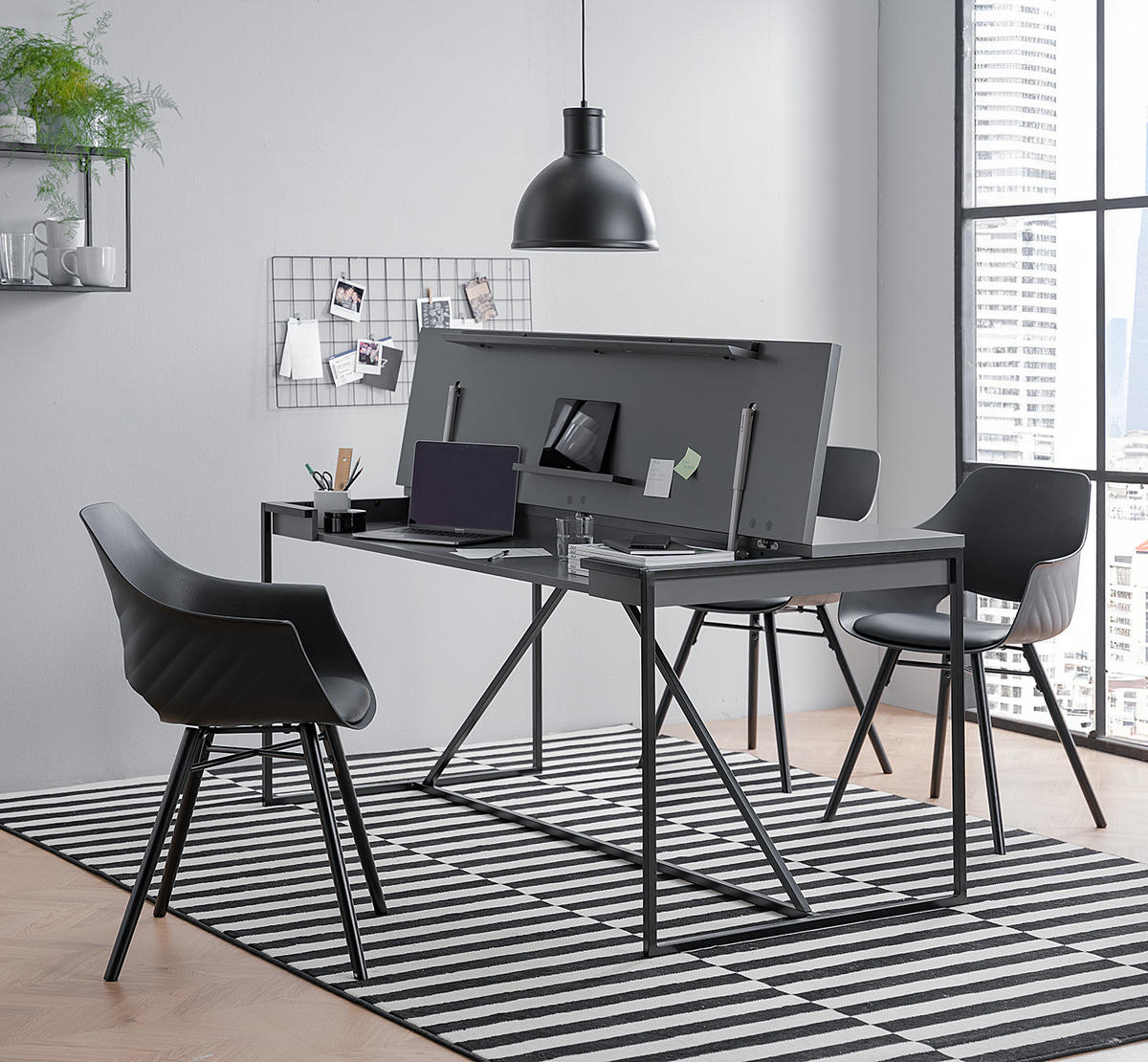 MULTIFUNKTIONSTISCH - Holzwerkstoff / Metall - Dunkelgrau, Holzwerkstoff/Metall (80/160/76cm) - home24