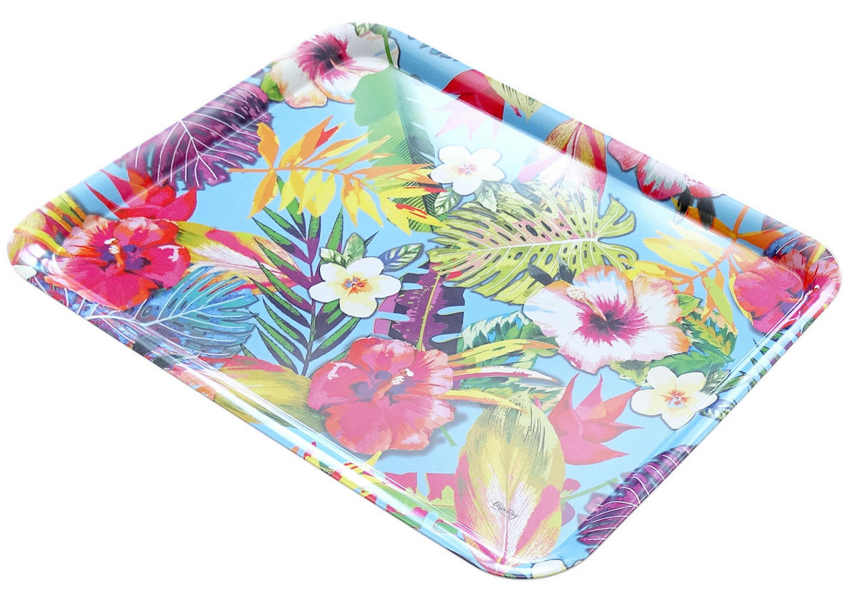 TABLETT Tropical, rechteckige Melamin Serviertablett 50x37 cm - Multicolor, Kunststoff (37/2/50cm) - Lashuma
