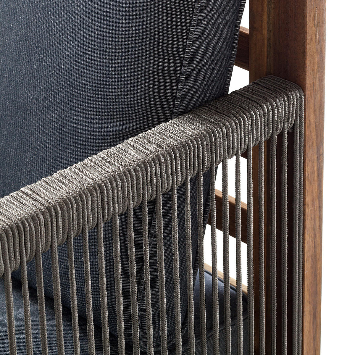 MASSIVE GARTENBANK - Akazie massiv / Polyester - Braun / Grau - - Braun/Grau, Holz/Textil (132/86/66cm) - home24