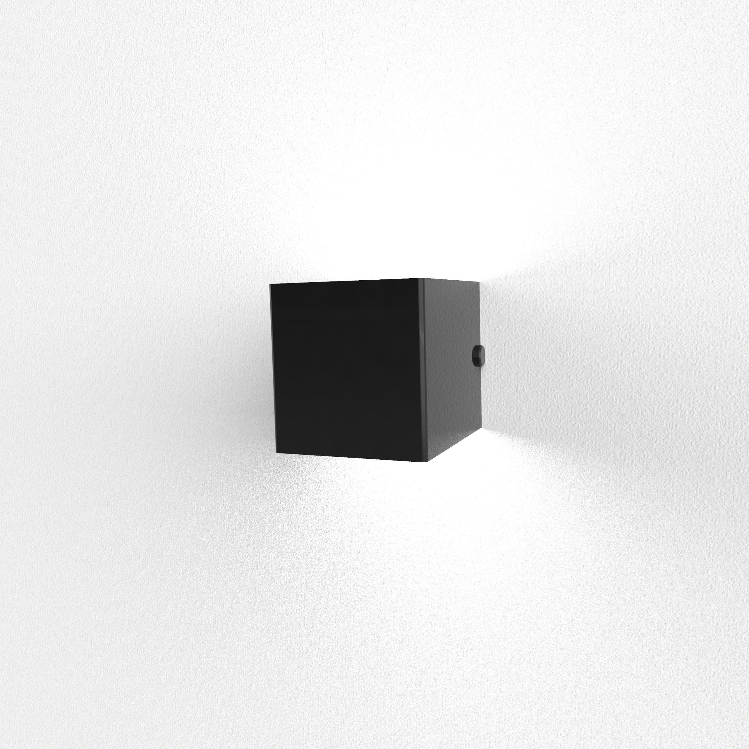 Lumicom Wandleuchte Schwarz Hochglanz 10x10x10 cm
