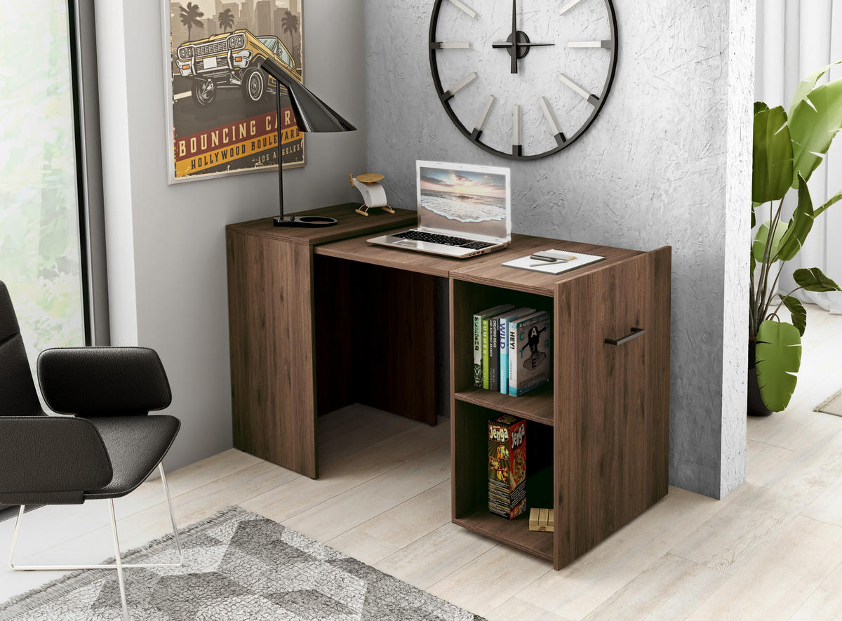 SCHREIBTISCH INTELLO 131,5x60x75 cm Bürotisch Computertisch, Nussbaumfarben - Nussbaumfarben, Holzwerkstoff (60/131.5/75cm) - MASSENO