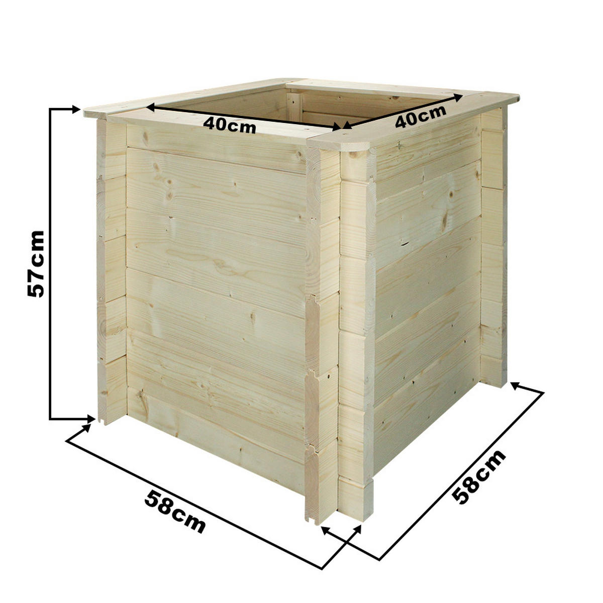 HOCHBEET HOLZ - 58x58xH57 cm - M618 - Beige, Holz (58/57/58cm) - Timbela