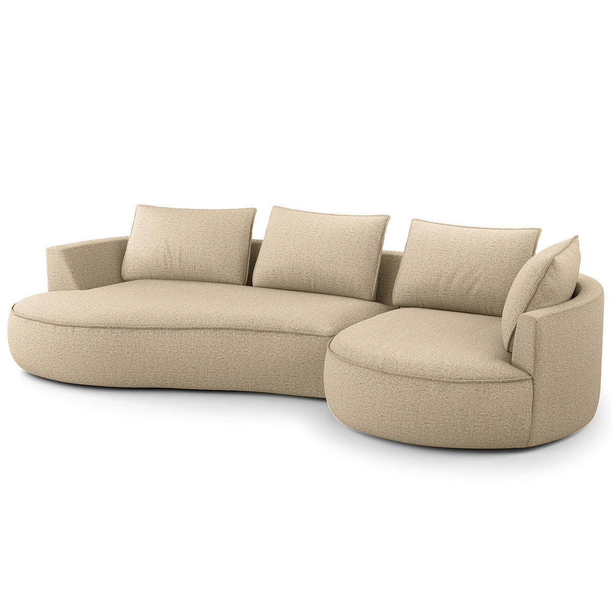 BIGSOFA - Taupe/Schwarz, Kunststoff/Textil (322/82/154cm) - home24