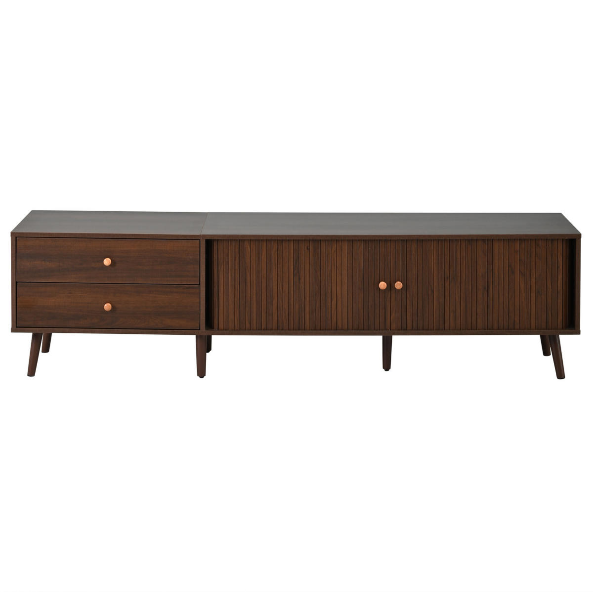 TV-ELEMENT mit 2 Schubladen 180 x 40 x 46,5 cm MDF Walnut 2 Rollltüren - Braun, Holzwerkstoff (40/46.5/180cm) - Beauniv