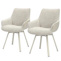 ARMLEHNENSTUHL 2ER-SET - Chenille / Kunstleder - Beige, Textil/Metall (57/87/63cm) - home24