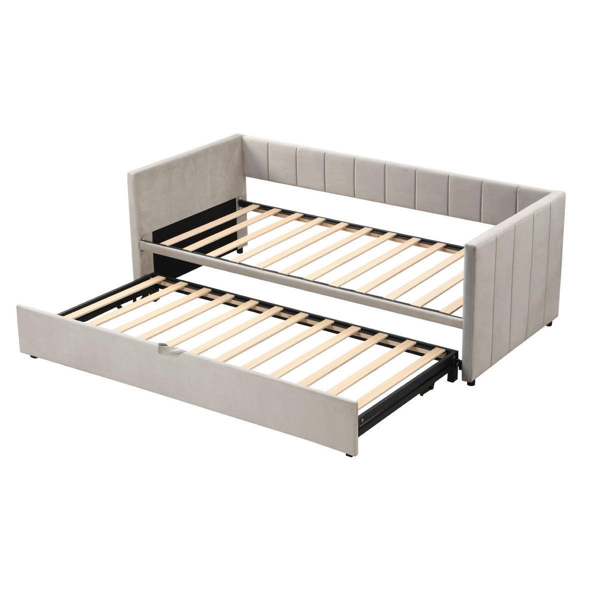 POLSTERSCHLAFSOFA 90/200 cm ausziehbar auf 180/200 cm mit Lattenrost und Armlehnen, Grau - Grau, Leder (90/200cm) - Redom