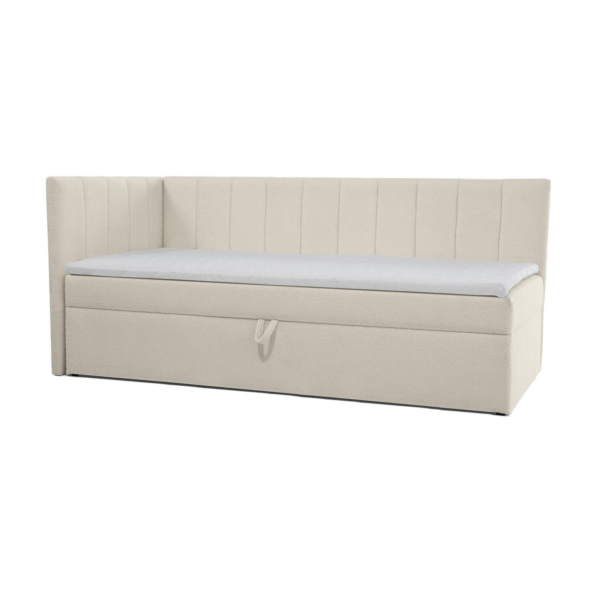 SCHLAFSOFA Rafi, Eckbett mit Bettkasten, 90x200 cm, Beige - Beige, Textil (209/94/102cm) - Beautysofa