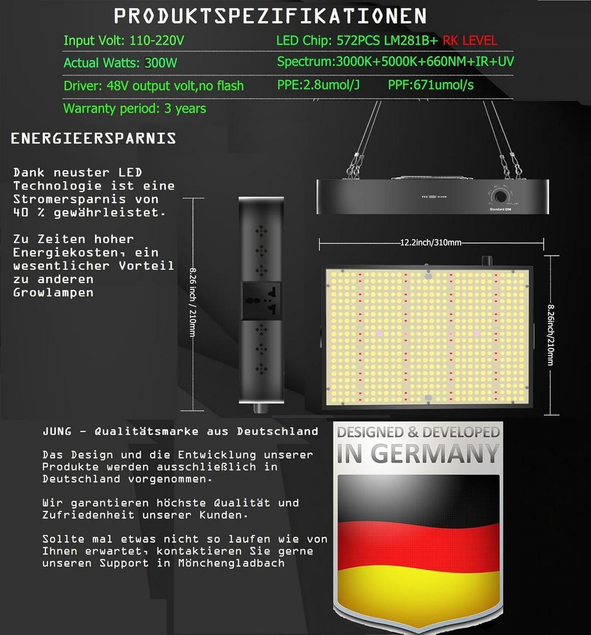GEWÄCHSHAUS Growbox Komplettset 2, 100x100x200 cm, 200W LED, Indoor, Pflanzenzelt, Growzelt, Hydroponik, Belüftung, Lichtdicht, Zuchtset - Schwarz, Textil/Metall (100/200/100cm) - JUNG