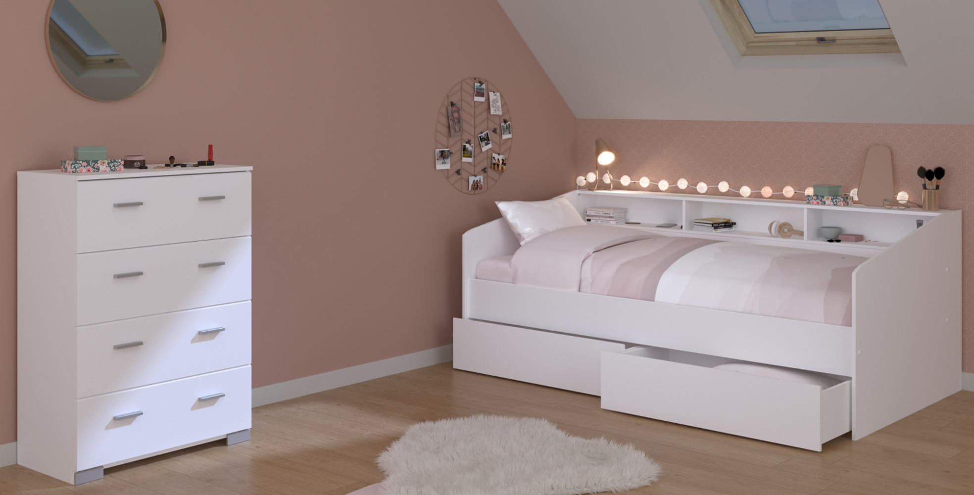 Thumbnail - Parisot Meuble Kinderzimmer, Weiß, Holzwerkstoff, 6 Schubladen, Rechteckig, 206x82x113 cm, Kinder- & Jugendzimmer, Jugen...