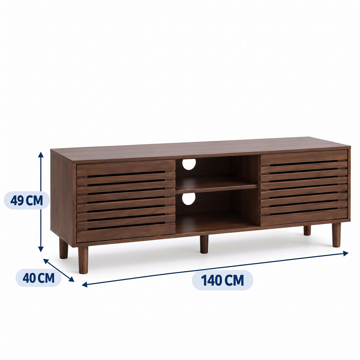 TV-LOWBOARD Dunkelbraun Holzoptik 2 Schiebetüren 140 cm - Dunkelbraun, Holz/Holzwerkstoff (140/49/40cm) - Relaxdays