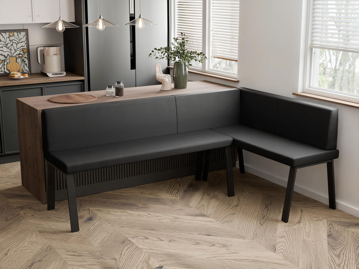 ECKBANK rechts MONO Y Kunstleder glatt, 142/196 cm Schwarz - Schwarz, Kunststoff/Textil (142/196cm) - Idohome