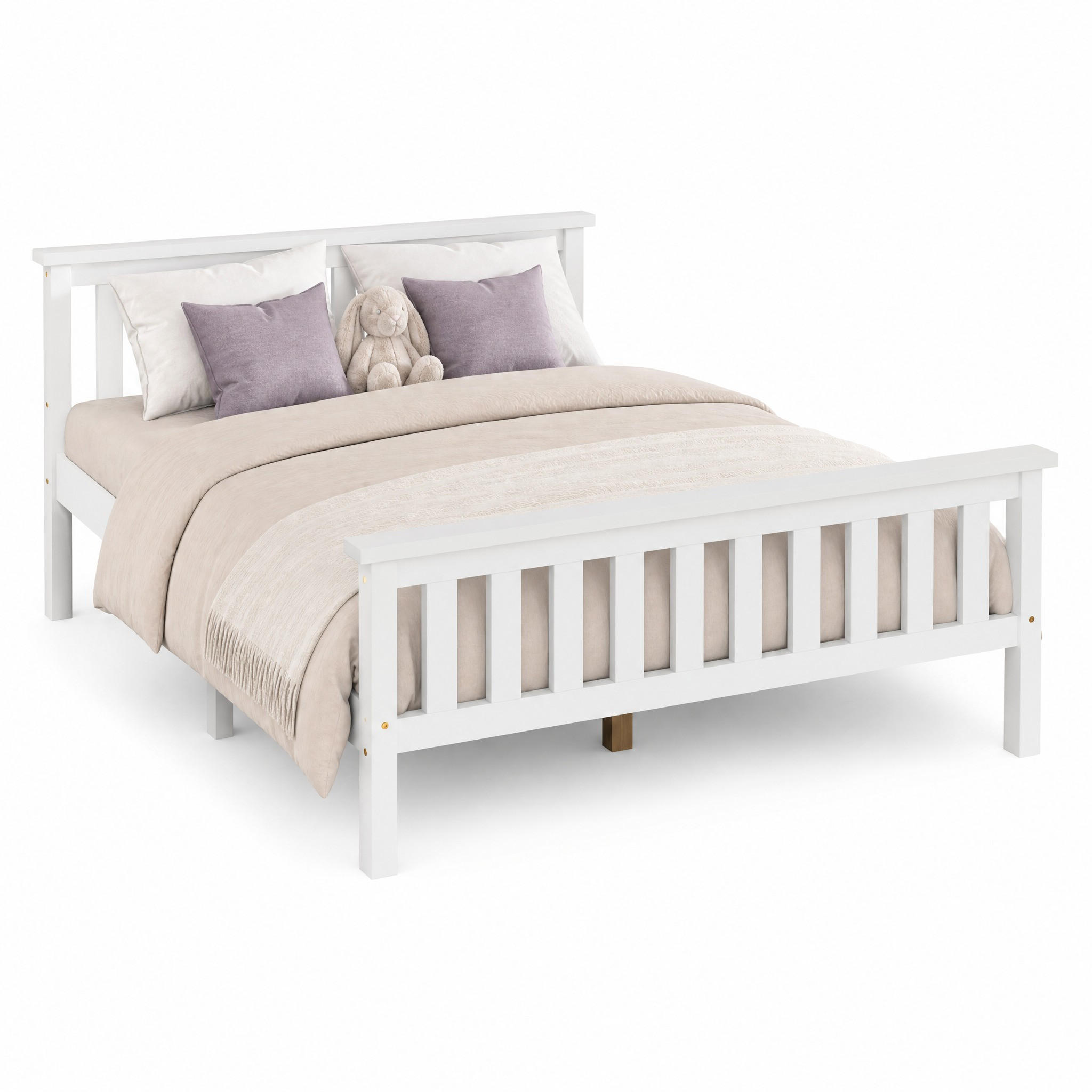 BETT 140/200 cm in Weiß mit Lattenrost Massivholz Minimalistisches Design - Weiß, Holzwerkstoff (140/200cm) - STILVORA