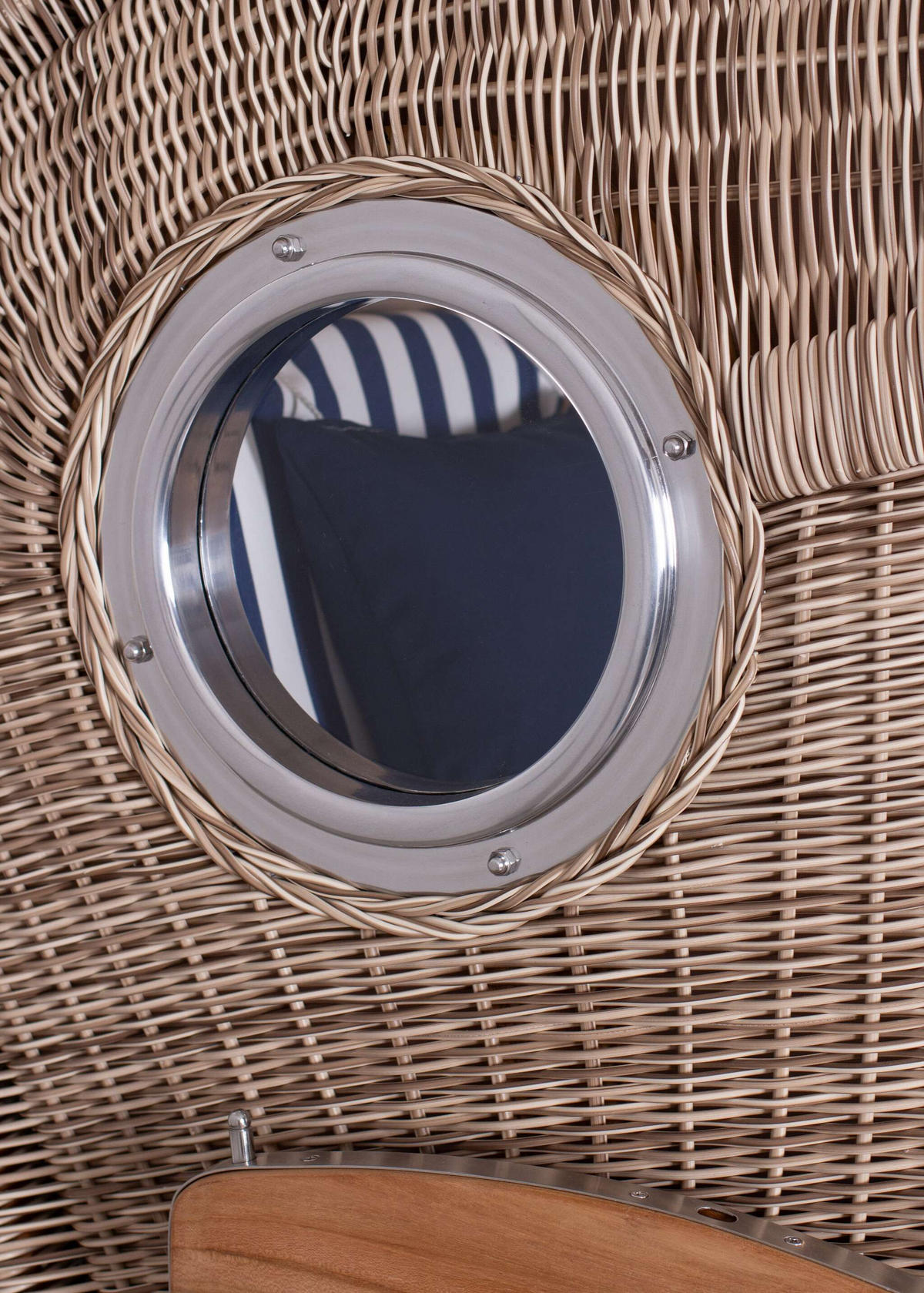 STRANDKORB Düne 1-Sitzer Teak 518 - Blau/Dunkelblau, Holz/Textil (96/165/80cm) - Mr. Deko
