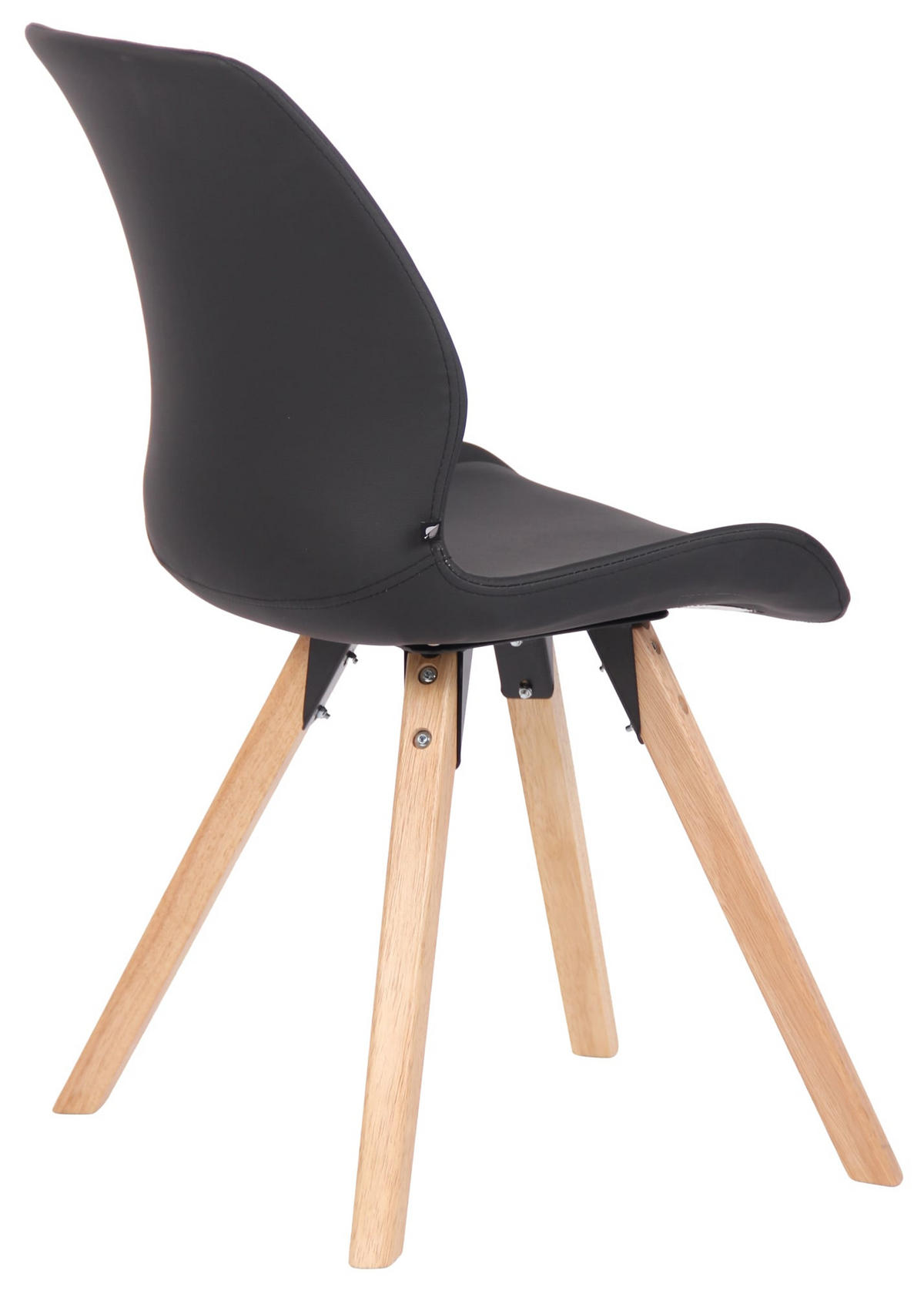STUHL 4er Set Lederlook schwarz - Eukalyptusholzfarben/Schwarz, Holz/Textil (49/87.5/58cm) - CLP