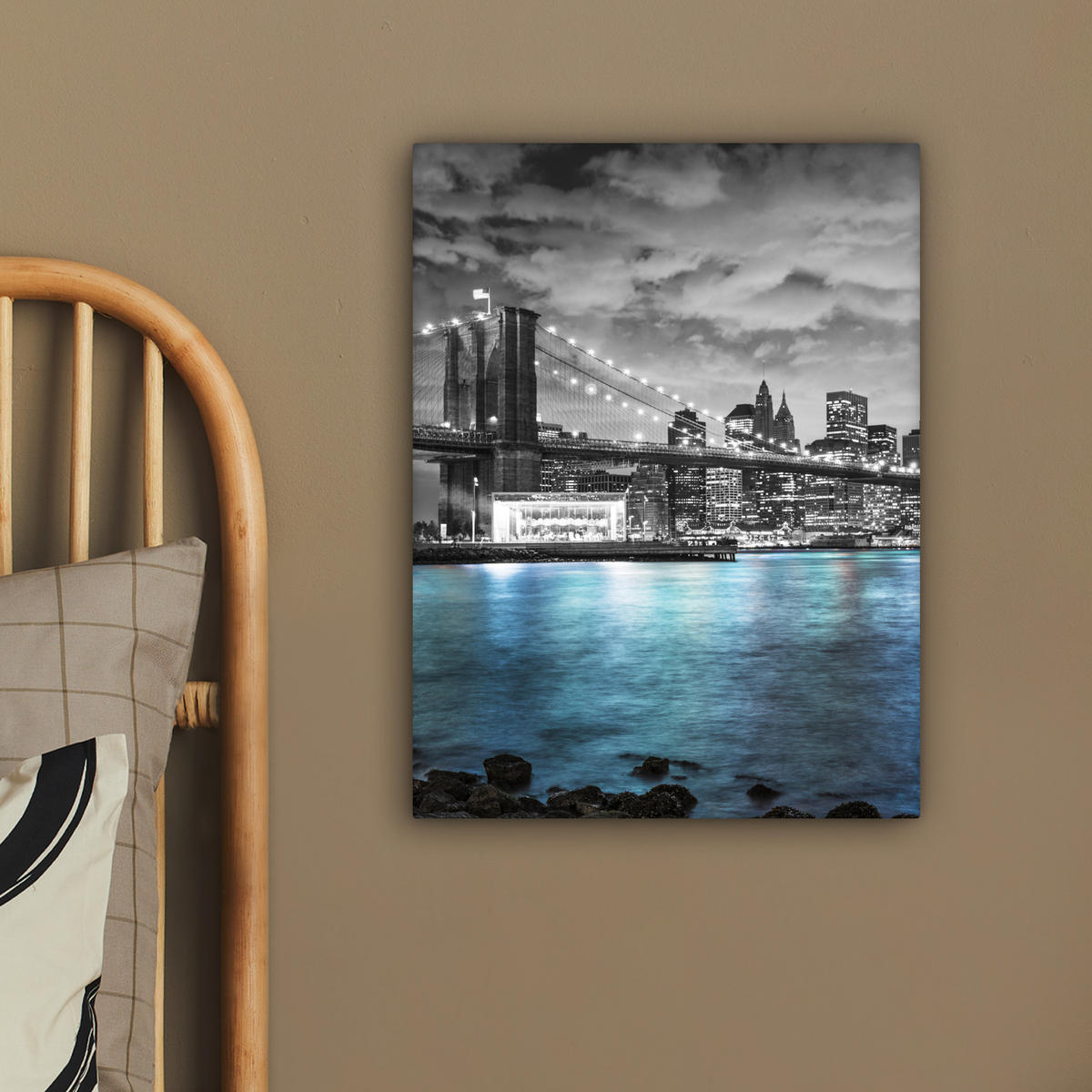 LEINWANDBILD New York - Skyline - Stadt - Blau 30x40 cm - Blaugrau, Textil (30/40cm) - MuchoWow