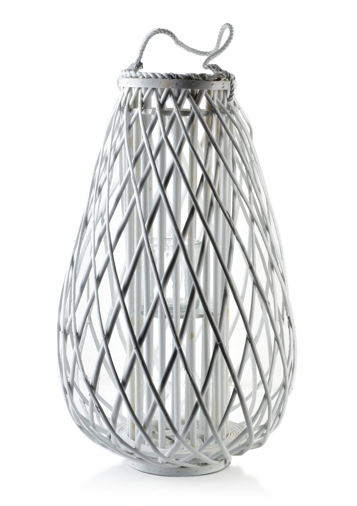 LATERNE Lucie Weiß 44/44/72 cm Naturmaterial - Weiß, Naturmaterialien (44/72/44cm) - Mondex