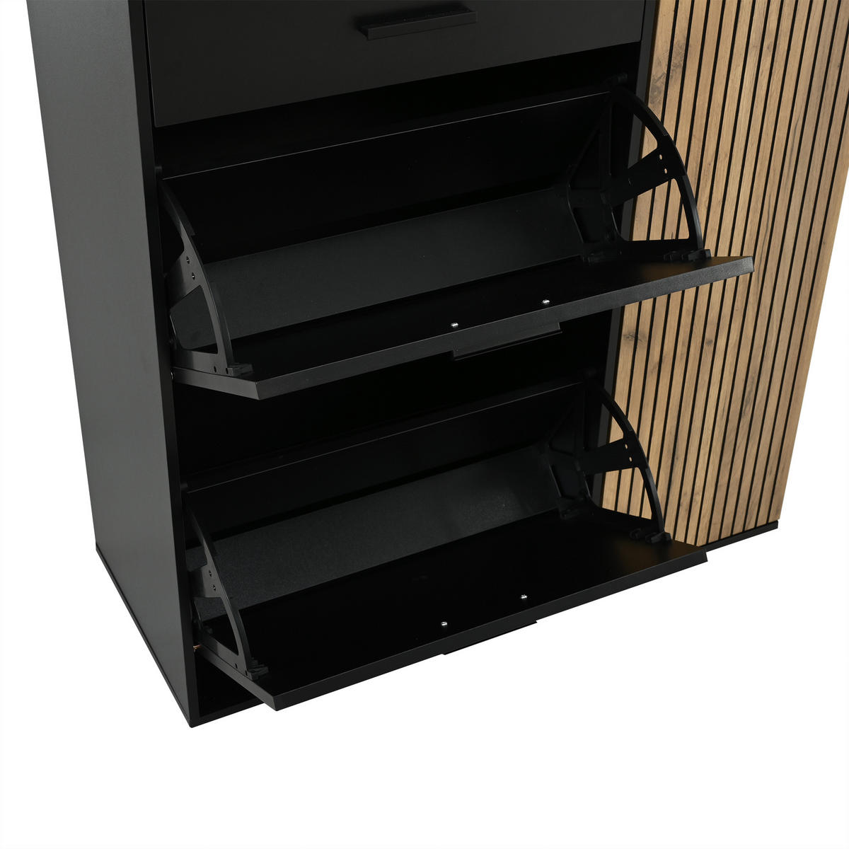 SCHUHSCHRANK aus Spanplatte 85x36x85cm in Natur mit Klapptüren - Naturfarben, Holzwerkstoff (85/85/36cm) - Modfu