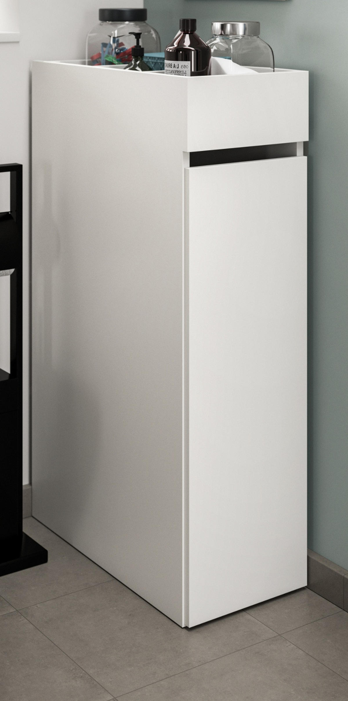 BADKOMMODE weiß 29 cm, Anstellregal mit Apothekerauszug - Schwarz/Weiß, Holzwerkstoff (29/101/60cm) - Inn.Furn