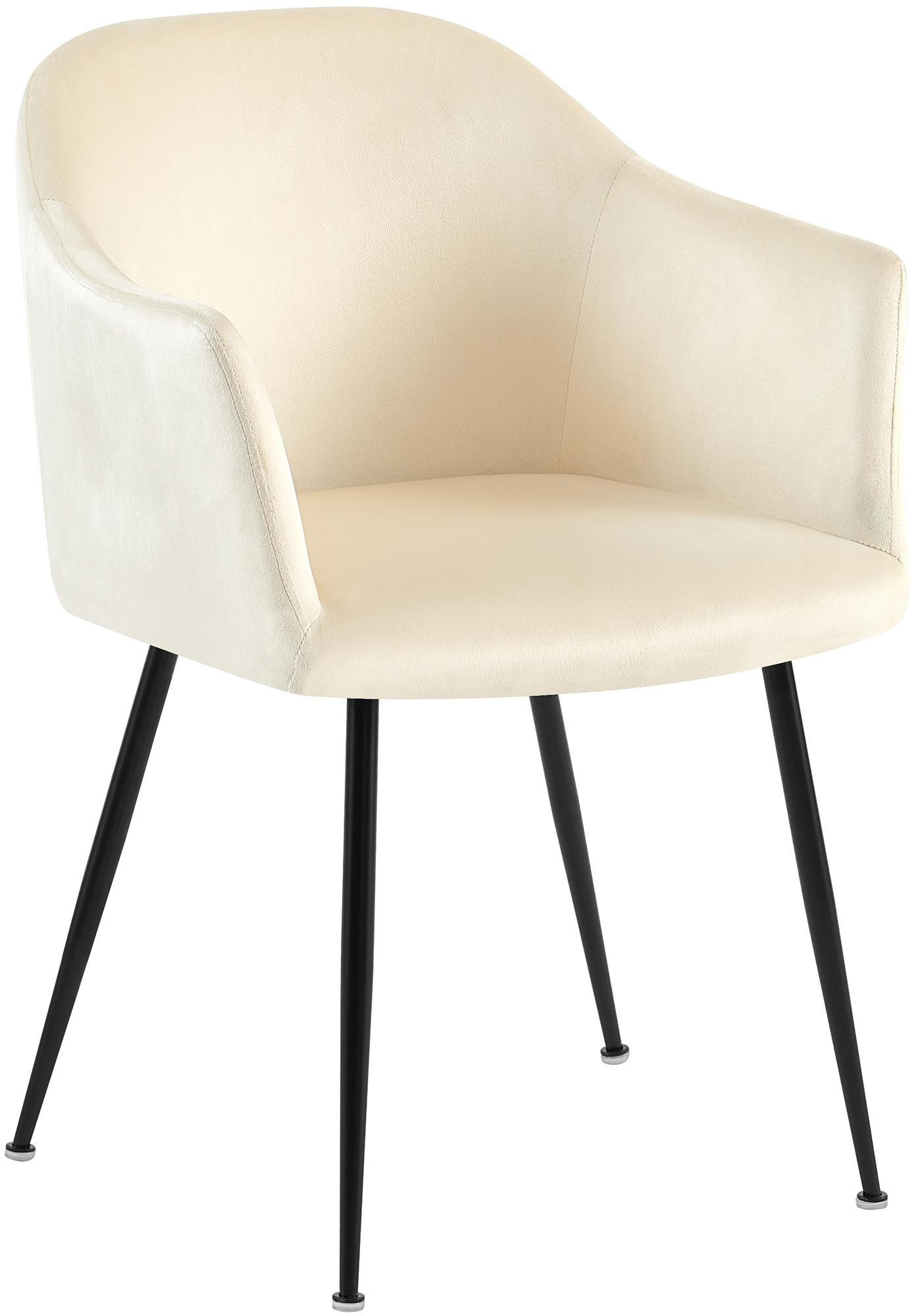 ARMLEHNENSTUHL Samt Creme - Creme/Schwarz, Textil/Metall (57/80/58cm) - CLP