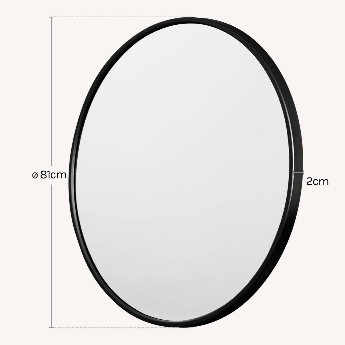 WANDSPIEGEL rund, φ 81cm, Schwarz - Schwarz, Glas/Holzwerkstoff (81/81/2cm) - Woltu