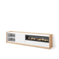 TV-SCHRANK, Lowboard, Weiß und Eiche Soft, Elektrokamin, 207/37/50cm - Weiß, Holzwerkstoff (207/50/37cm) - Skraut Home