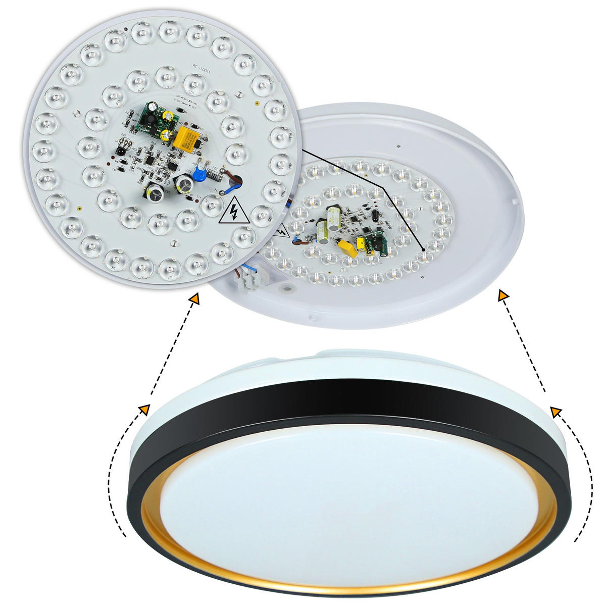 DECKENLEUCHTE Isoldara 30/30/6 cm - Schwarz, Kunststoff (30/30/6cm) - ZMH