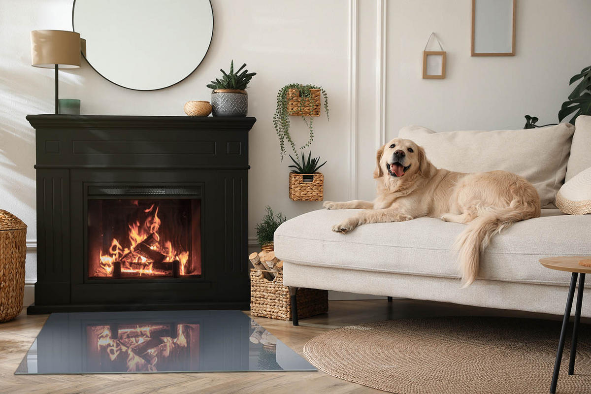 GLASPLATTE für Kamin 100x70 cm Marineblau - Dunkelblau, Glas (100/70/0.4cm) - ArtPrintCave