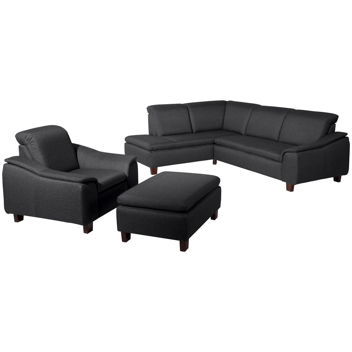 ECKSOFA mit Ottomane links Kaylil Flachgewebe graphit - Graphitfarben, Kunststoff (187/247cm) - 58aufmkessel