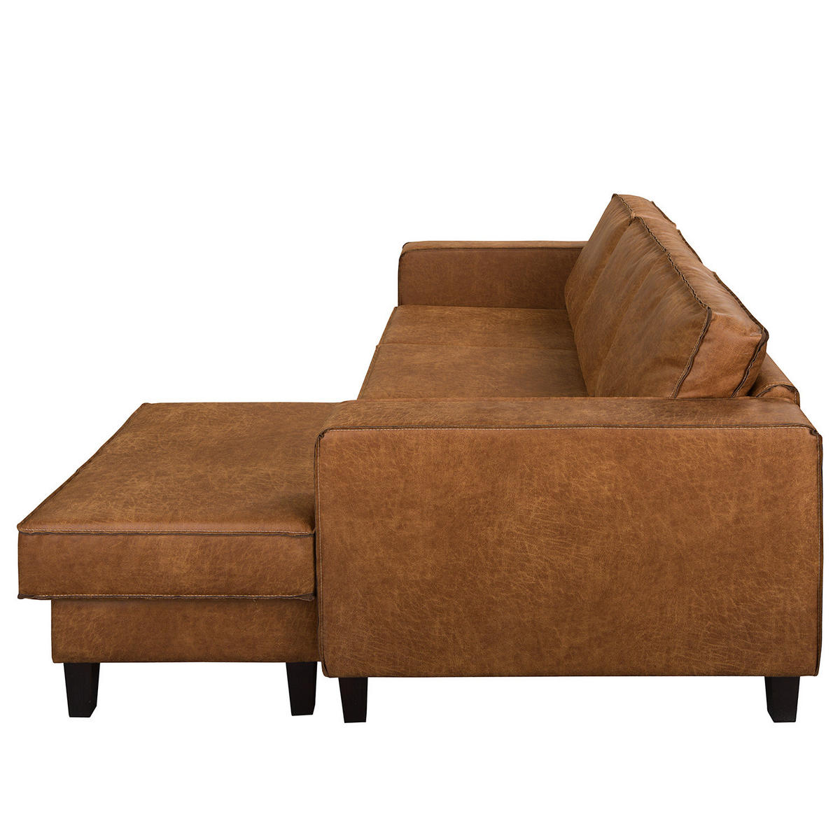 2-SITZER ECKSOFA mit Longchair - Cognac/Schwarz, Buchenholz/Textil (214/140cm) - home24