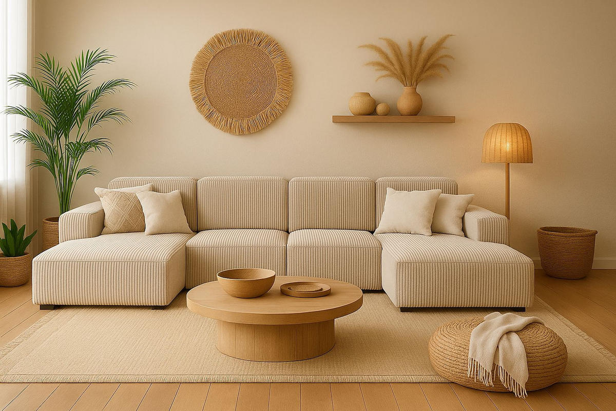 ECKSOFA Cursal U-Form, Stoff Poso, Beige - Creme, Holz (364/166cm) - Kaiser Möbel