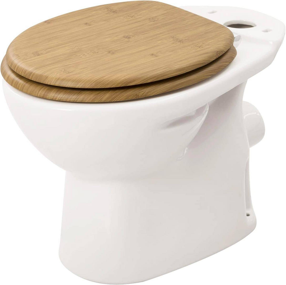 WC SITZ mit Absenkautomatik, MDF Holzkern, Antibakteriell - Hellbraun, Holzwerkstoff (37/2.5/43cm) - Woltu