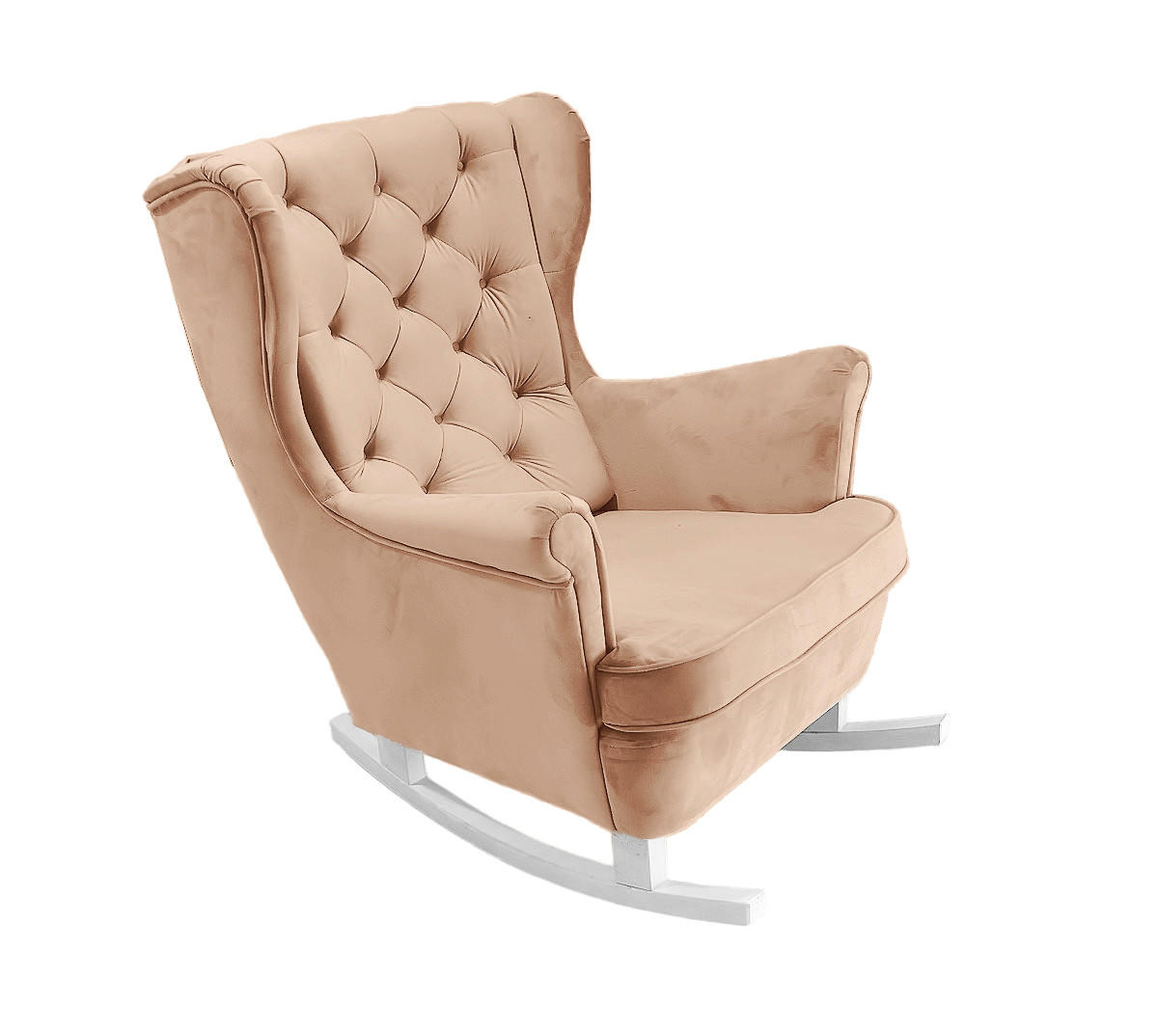 SCHAUKELSESSEL mit gepolstertem Sitz und Armlehnen, 102x81x95 cm, Powder Pink_29829 - Hellrosa/Weiß, Holz/Textil (81/102/95cm) - DomoHome