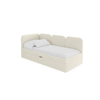 EINZELLBETT Jugendbett mit Bettkasten, Rechts - ALVY 80x200 Beige - Perlmutt, Holzwerkstoff/Textil (80/200cm) - ALTDECOR