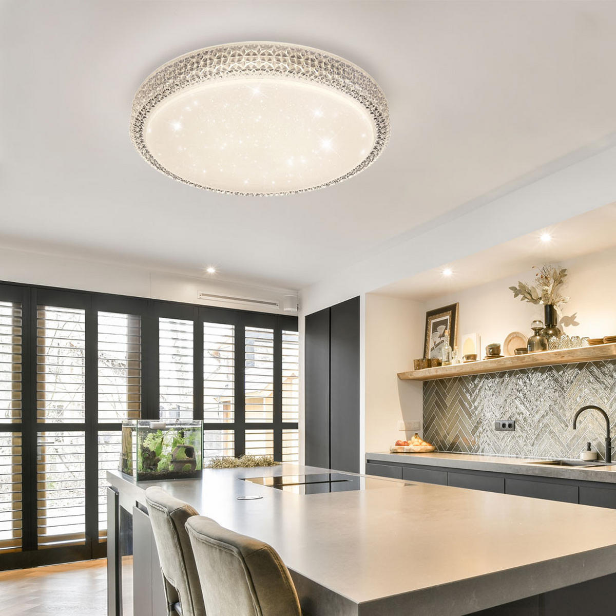 LED DECKENLEUCHTE Metall Kristalloptik Weiß - Klar, Metall (40/40/8.5cm)