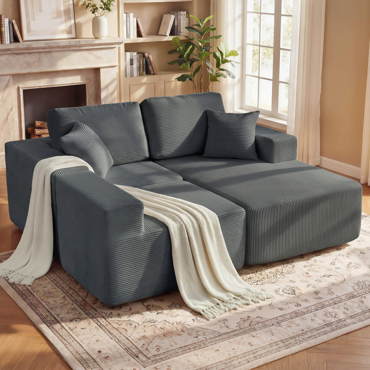 ECKSOFA Dunkelgrau 267.0/168.0/85.0 cm - Dunkelgrau, Textil (168/267cm)