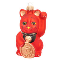 CHRISTBAUMSCHMUCK Maneki-Neko Rot 11cm (Glas / 1 Stk.) - Rot, Glas (5/11/7cm)