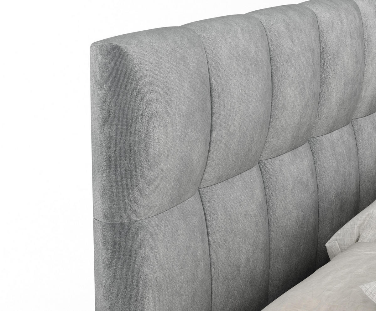 BOXSPRINGBETT Elisio Grau 140/200 cm mit Latex-Topper - Silberfarben/Grau, Holz/Holzwerkstoff (140/200cm) - Maison de Reve