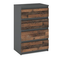KOMMODE mit 4 Schubladen – Grau Vintage - Graubraun/Braun, Holz (60/92.5/33.5cm) - Stiv Meble