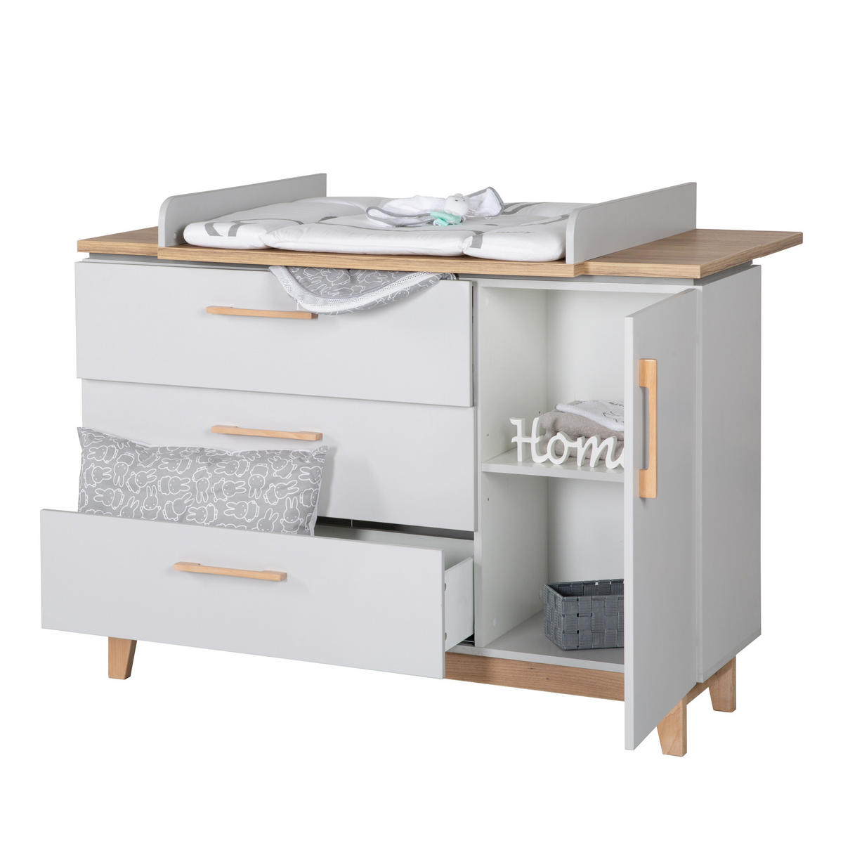 WICKELKOMMODE Caro - Grau, Holzwerkstoff (134.5/104/78cm) - Roba