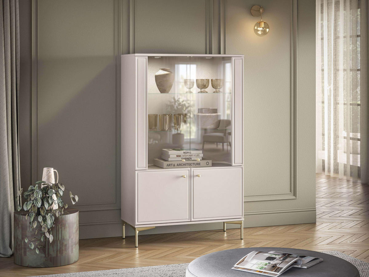 VITRINE – 92 cm – Sandro – Sandfarben - Sandfarben, Holzwerkstoff (92/149/40cm) - hi-markt
