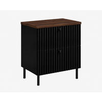 BADEZIMMERSCHRANK: Schwarz / Platte Nusseiche / Griffe Schwarz / Beine Schwarz, 60 x 44,4 x 73,6 cm - Schwarz, Holzwerkstoff (60/73.6/44.4cm) - 3XE LIVING