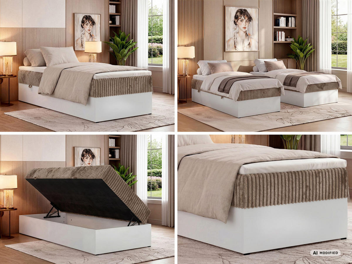 AMERICKÁ POSTEĽ TRAVIT ZERO 90 90/200 - Hnedá Manšester - Topper T25 - H3 (stredne tvrdý) - hnedá/čierna, textil/plast (90/200cm) - MKS