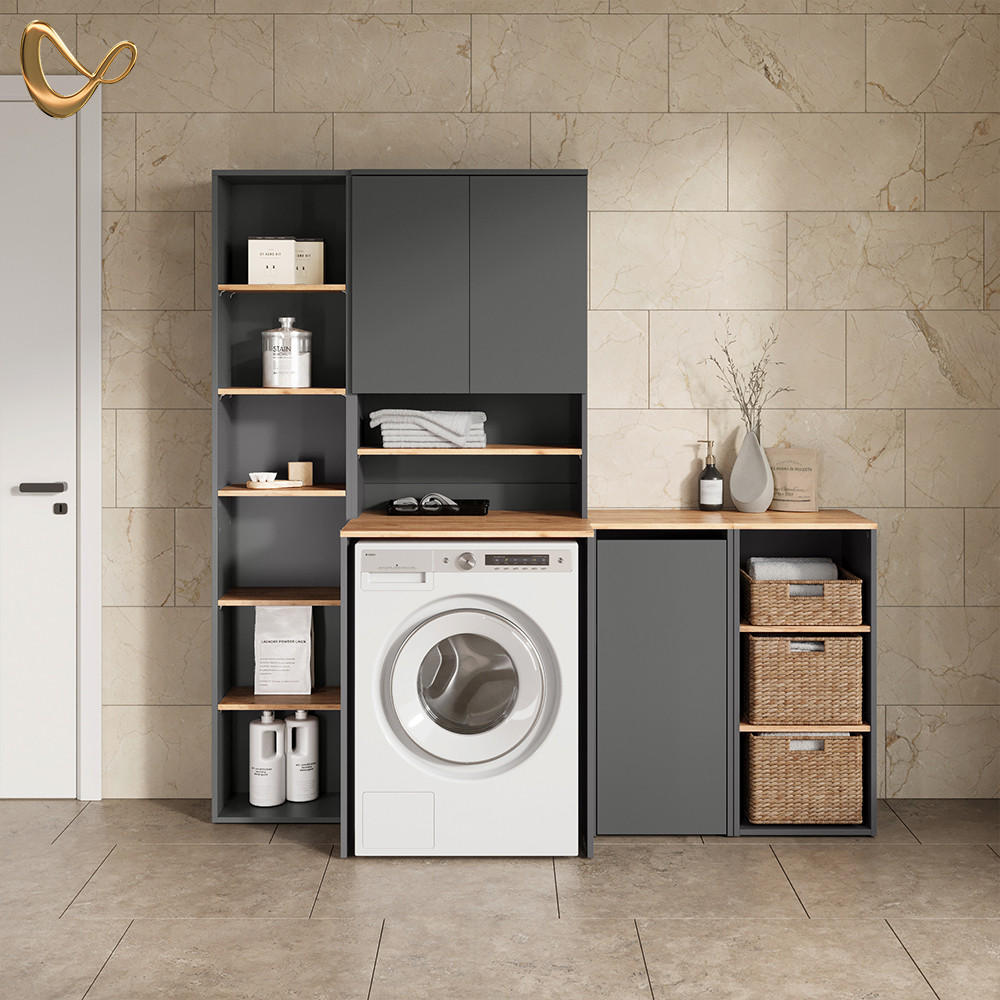 WASCHMASCHINENSCHRANK Paolina Anthrazit/Goldkraft Eiche 68 x 100.4 cm - Anthrazit/Eiche Wotan, Holzwerkstoff (68/100.4/29cm) - Livinity®