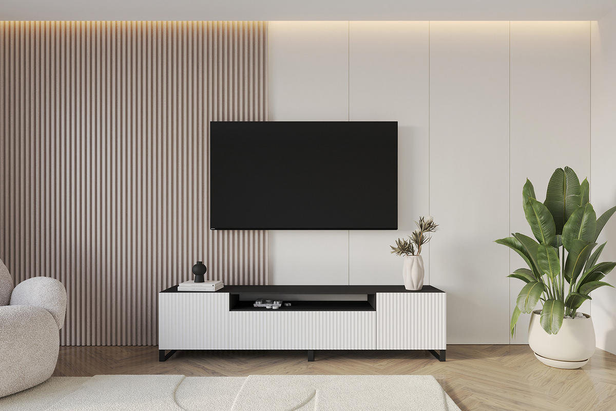 LOWBOARD NOA-2-S 200x53x41 cm - Schwarz / Weiß - Schwarz/Weiß, Holzwerkstoff (200/53/41cm) - ALTDECOR