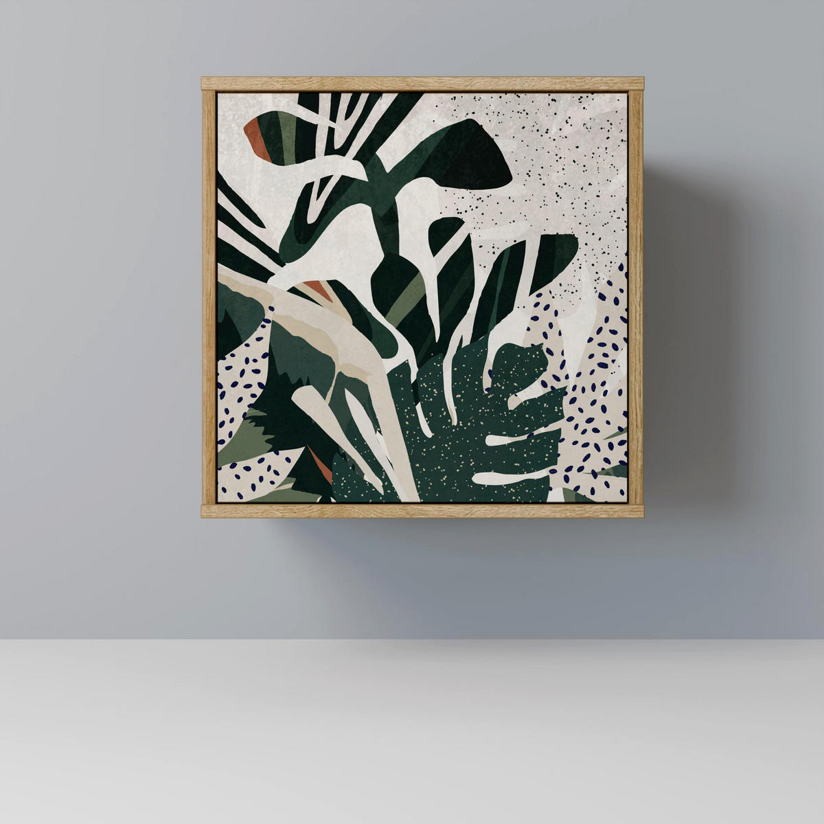 SIDEBOARD VERDURE FORMATION, Eichefarben, 57,5x42x67,5 cm, Schwarze Metall-Rahmenfüße - Eichefarben/Multicolor, Holzwerkstoff/Metall (57.5/67.5/42cm) - SpaceRebels