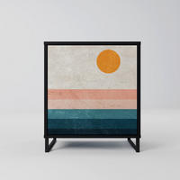 SIDEBOARD TWO HALVES, Schwarz, 57,5x42x67,5 cm, Schwarze Metall-Rahmenfüße - Multicolor/Schwarz, Holzwerkstoff/Metall (57.5/67.5/42cm) - SpaceRebels