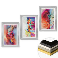 WANDBILDER 3er Set - 20x30 cm Silberner Rahmen - Farbenfrohe Abstraktionen der Form - Silberfarben, Kunststoff (20/30cm) - ArtPrintCave