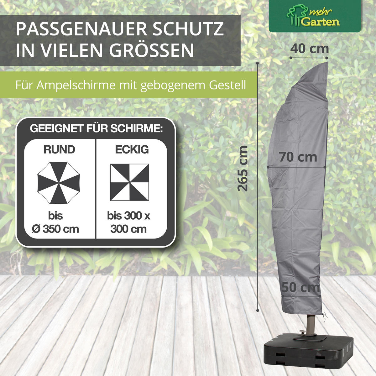 SCHUTZHÜLLE für Ampelschirm Gestell gebogen SHP-20085 - Grau, Kunststoff (84/270/1cm) - mehr Garten